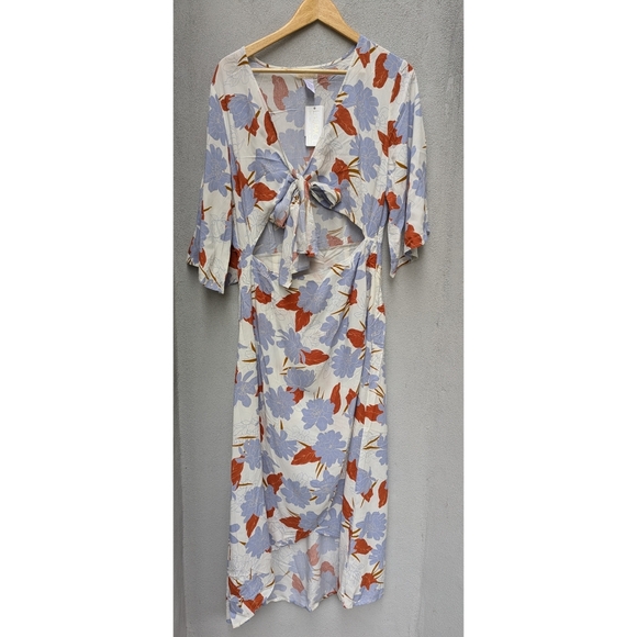 NWT L*SPACE Kellen Floral Cutout Hi - Low Midi Dress – Coastal Boho Resort – L - Picture 10 of 12